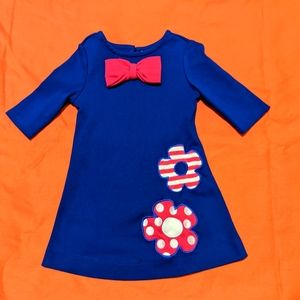 Blue A Line Dress w/ Flowers 2T Rare Editions